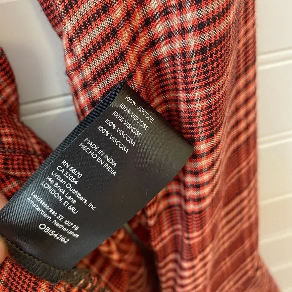 Free People We The Free Catalynn Cinched Plaid Blouse NWT Gingham Size XSmall